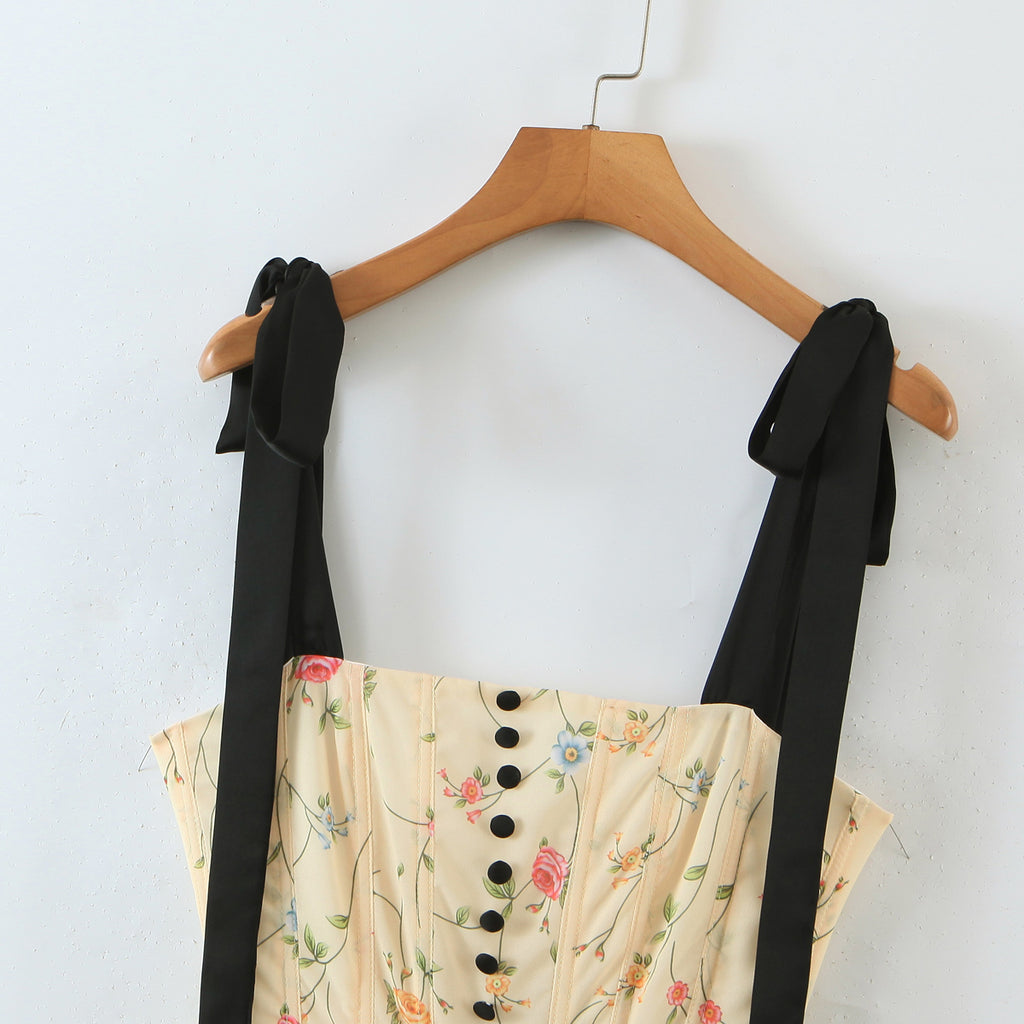 Spring Summer Women Clothing Color Vacation Fresh Sexy Sexy Strap Dress Crisscross ZDShop