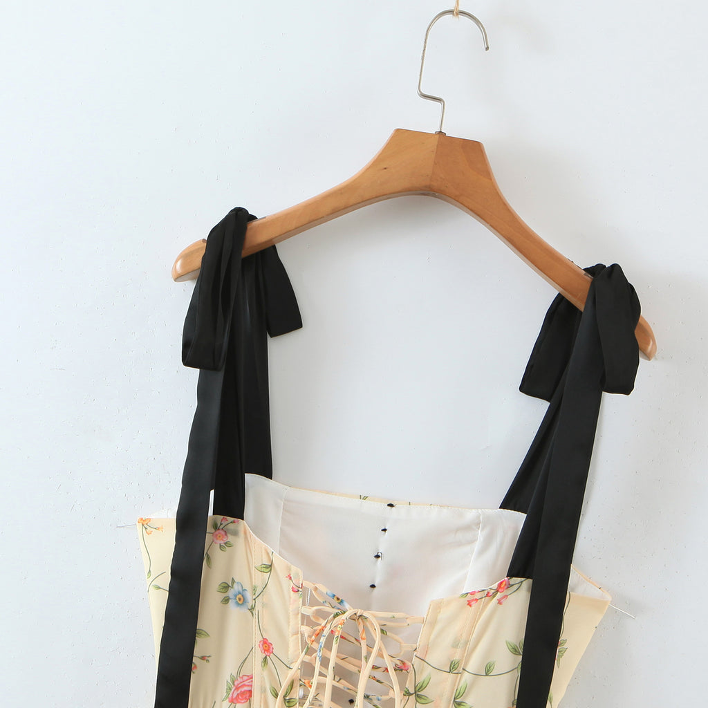 Spring Summer Women Clothing Color Vacation Fresh Sexy Sexy Strap Dress Crisscross ZDShop