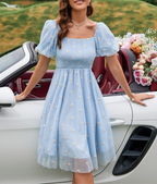 Vestido midi de lunares negro holgado de oficina para mujer, vestido de cintura alta