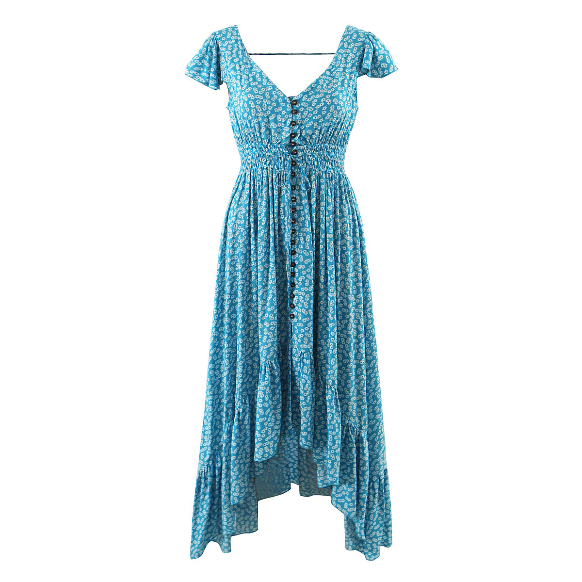 Spring Seaside Vacation Cardigan Lace up Sexy Waist Trimming Long Beach Dress ZDShop