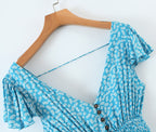 Spring Seaside Vacation Cardigan Lace up Sexy Waist Trimming Long Beach Dress ZDShop
