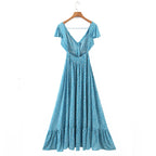 Spring Seaside Vacation Cardigan Lace up Sexy Waist Trimming Long Beach Dress ZDShop
