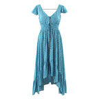 Spring Seaside Vacation Cardigan Lace up Sexy Waist Trimming Long Beach Dress ZDShop
