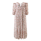 Women off Neck Large Swing Side Split Dress Summer Holiday Embroidery Floral ZDShop