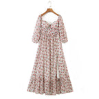 Women off Neck Large Swing Side Split Dress Summer Holiday Embroidery Floral ZDShop