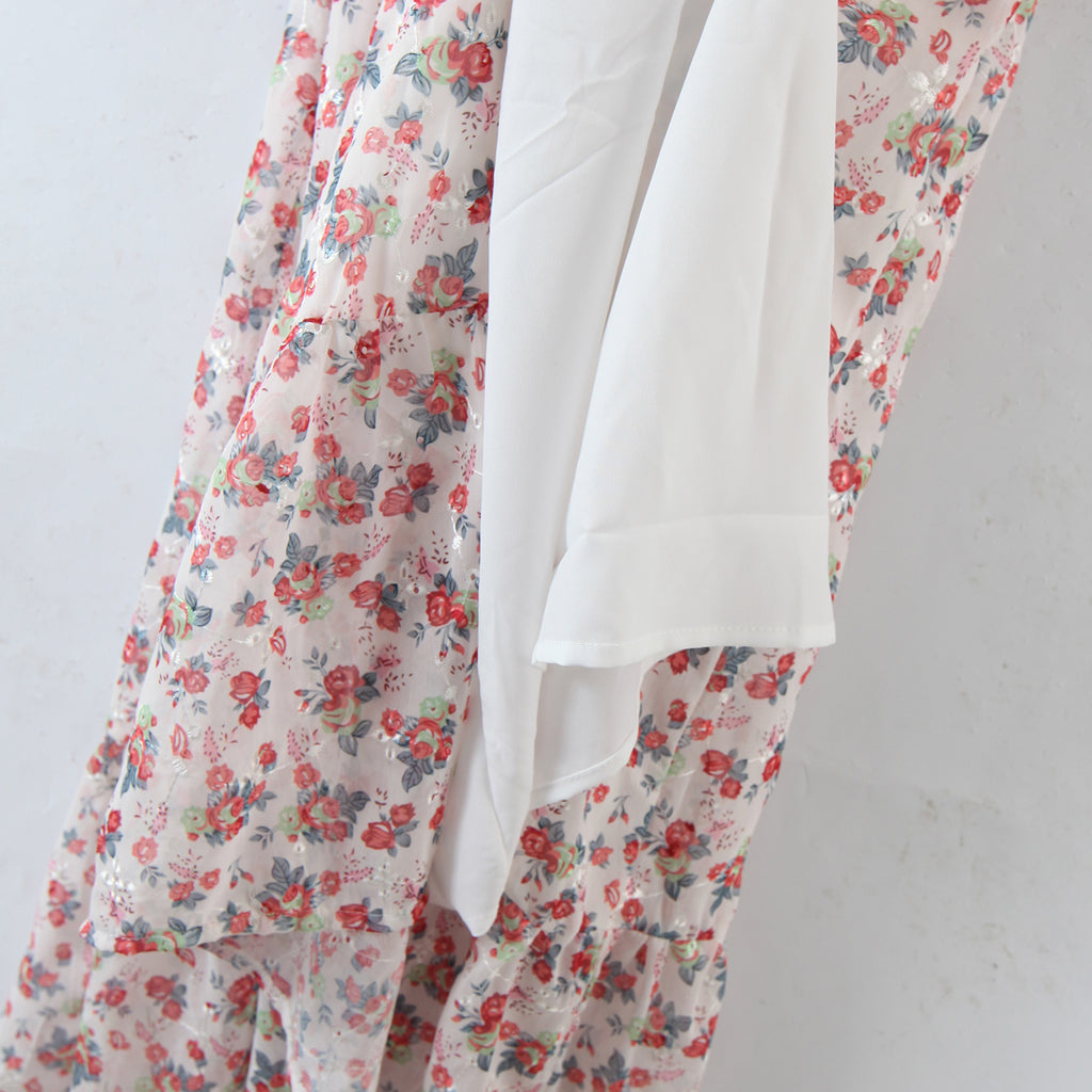Women off Neck Large Swing Side Split Dress Summer Holiday Embroidery Floral ZDShop
