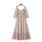 Women off Neck Large Swing Side Split Dress Summer Holiday Embroidery Floral ZDShop