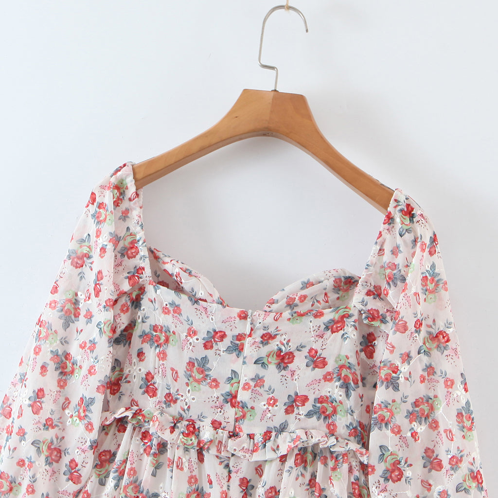 Women off Neck Large Swing Side Split Dress Summer Holiday Embroidery Floral ZDShop