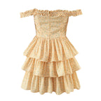 Summer Women Clothing off Neck Ruffled Dress Vacation Fresh Printed Short ZDShop
