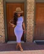 Women Clothing Women Clothing Spring Summer Sexy round Neck Solid Color Multi Color Sheath Dress Bunning