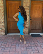 Women Clothing Women Clothing Spring Summer Sexy round Neck Solid Color Multi Color Sheath Dress Bunning