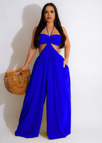 Women Clothing Spring Summer Solid Color Sexy Loose Backless Jumpsuit Fanti