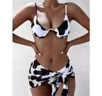 Swimsuit Marbling Printed Bikini Sexy Bikini Women Underwire Split Veils Swimsuit Wing Lok