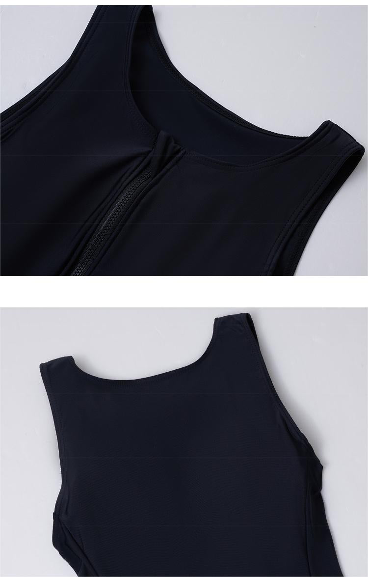 Traje de surf para mujer, de color sólido, sin mangas, triangular, de una pieza, traje de baño conservador.
