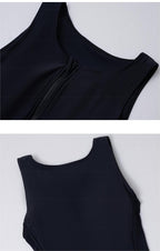 Traje de surf para mujer, de color sólido, sin mangas, triangular, de una pieza, traje de baño conservador.