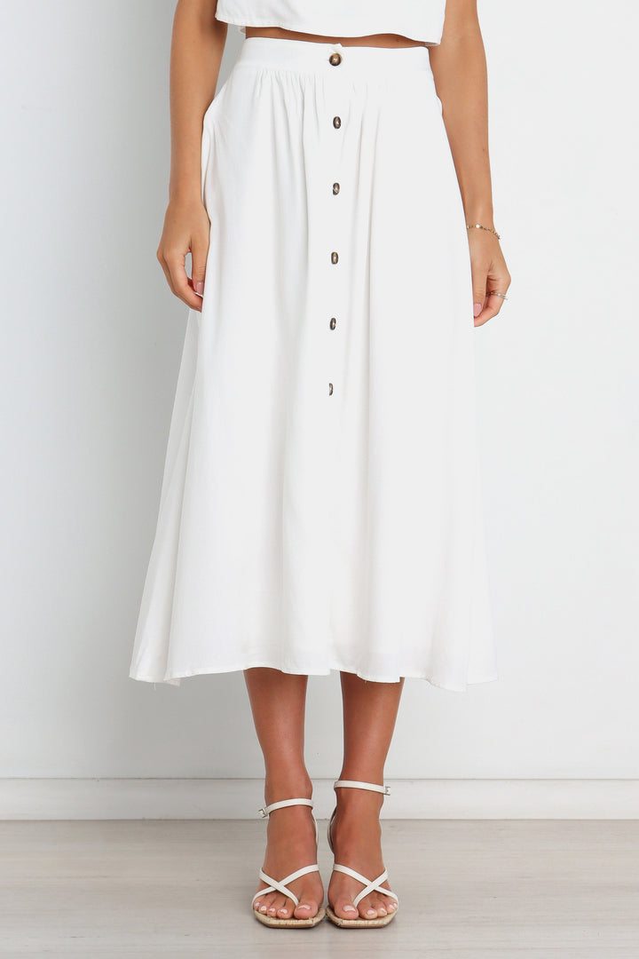 Spring Summer Single Breasted Elastic Waist Mid Waist Classic Skirt BEILIYA