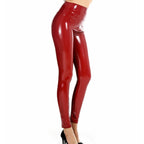 Leggings en latex à effet miroir, ultra-élastiques et sexy, taille haute, pantalon en cuir brillant pour femme