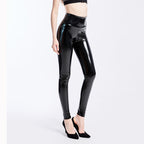 Leggings en latex à effet miroir, ultra-élastiques et sexy, taille haute, pantalon en cuir brillant pour femme