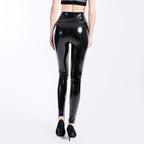 Leggings en latex à effet miroir, ultra-élastiques et sexy, taille haute, pantalon en cuir brillant pour femme