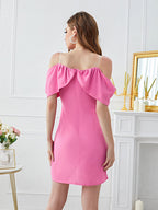 Women Clothing Spring Summer Sexy Solid Color Off the Neck Dress MIYA