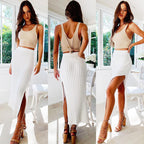Summer Knitted Internet Celebrity Split Skirt Women Skirt MINODI