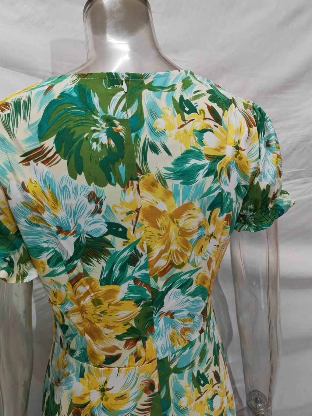 Women Summer New Elegant Holiday French Print Short Sleeve Long Dress LittlePineapple