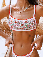 Bikinx Floral Print Whip Stitch Bikini Top Bikinx