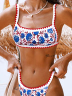 Bikinx Floral Print Whip Stitch Bikini Top Bikinx