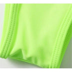 Traje de baño sexy con cuello halter, blusa de manga larga multicolor, color sólido