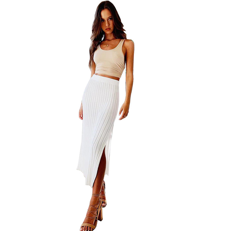 Summer Knitted Internet Celebrity Split Skirt Women Skirt MINODI