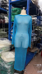 Knitted Hollow Out Cutout out See through Backless Dress Sexy Two Way Seaside Vacation Sun Protection Dress for Women Forkaz