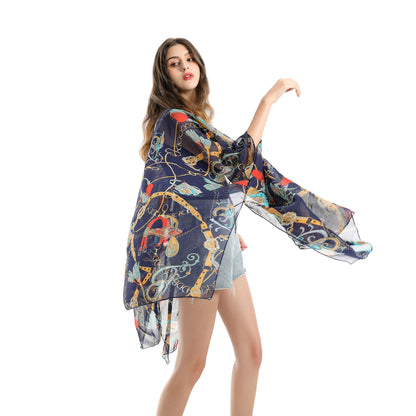 Blusa de traje de baño de gasa con estampado geométrico abstracto de moda de verano, cárdigan de bikini ligero con protección solar