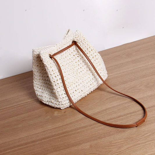 Bolso de paja sencillo, bandolera de un solo hombro, bolso de paja tejido, bolso de playa para vacaciones en la playa para mujer 