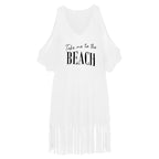Blusa de bikini holgada de algodón con hombros descubiertos y estampado de borlas para playa, abrigo, protección solar