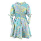 V Neck Ruffled Large Swing Dress Fresh Sweet Dress Spring Summer Lace Up Dress Women Yvonne