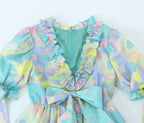 V Neck Ruffled Large Swing Dress Fresh Sweet Dress Spring Summer Lace Up Dress Women Yvonne