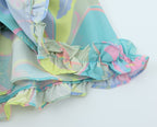 V Neck Ruffled Large Swing Dress Fresh Sweet Dress Spring Summer Lace Up Dress Women Yvonne