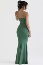 Sexy Sexy Pleated Boning Corset Strap Dress Summer Waisted Slim Fit Package Hip Dress Pearmain