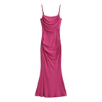 Sexy Sexy Pleated Boning Corset Strap Dress Summer Waisted Slim Fit Package Hip Dress Pearmain