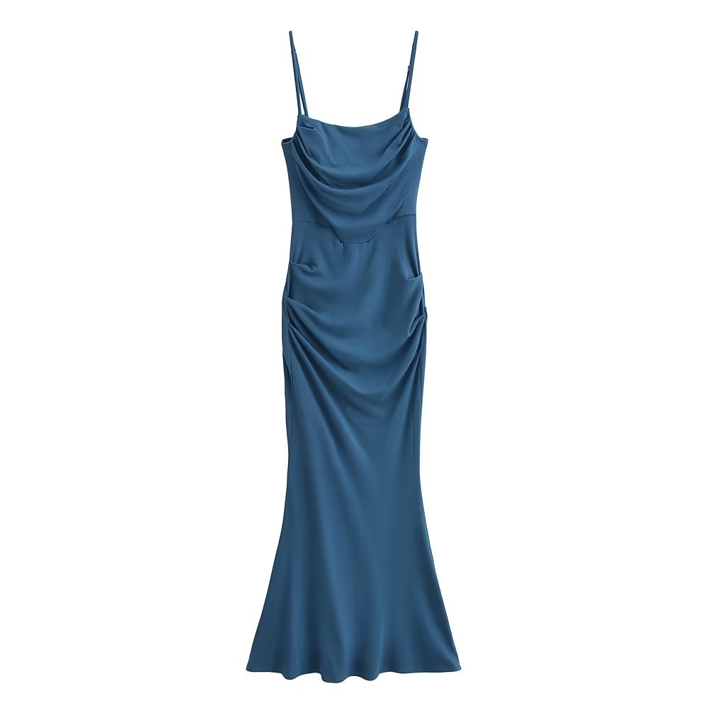 Sexy Sexy Pleated Boning Corset Strap Dress Summer Waisted Slim Fit Package Hip Dress Pearmain
