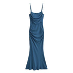 Sexy Sexy Pleated Boning Corset Strap Dress Summer Waisted Slim Fit Package Hip Dress Pearmain
