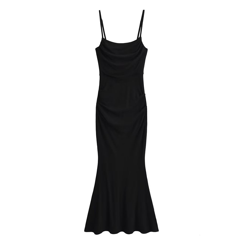 Sexy Sexy Pleated Boning Corset Strap Dress Summer Waisted Slim Fit Package Hip Dress Pearmain