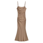 Sexy Sexy Pleated Boning Corset Strap Dress Summer Waisted Slim Fit Package Hip Dress Pearmain