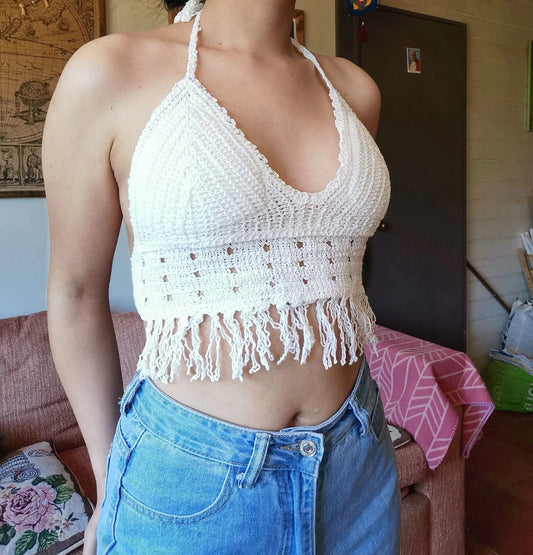 Women Summer New Hollow Crochet Strap Hanging Neck Sexy Top Crochet hook