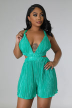 Women Clothing Summer Sexy Sleeveless V neck Folding Suspender Jumpsuit Fanti