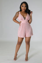 Women Clothing Summer Sexy Sleeveless V neck Folding Suspender Jumpsuit Fanti