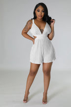 Women Clothing Summer Sexy Sleeveless V neck Folding Suspender Jumpsuit Fanti