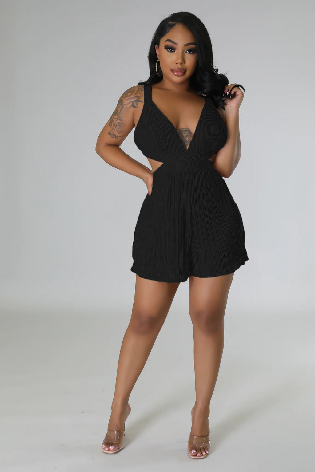 Women Clothing Summer Sexy Sleeveless V neck Folding Suspender Jumpsuit Fanti