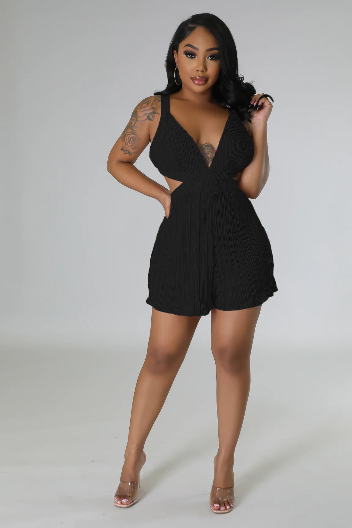 Women Clothing Summer Sexy Sleeveless V neck Folding Suspender Jumpsuit Fanti