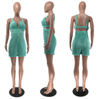 Women Clothing Summer Sexy Sleeveless V neck Folding Suspender Jumpsuit Fanti
